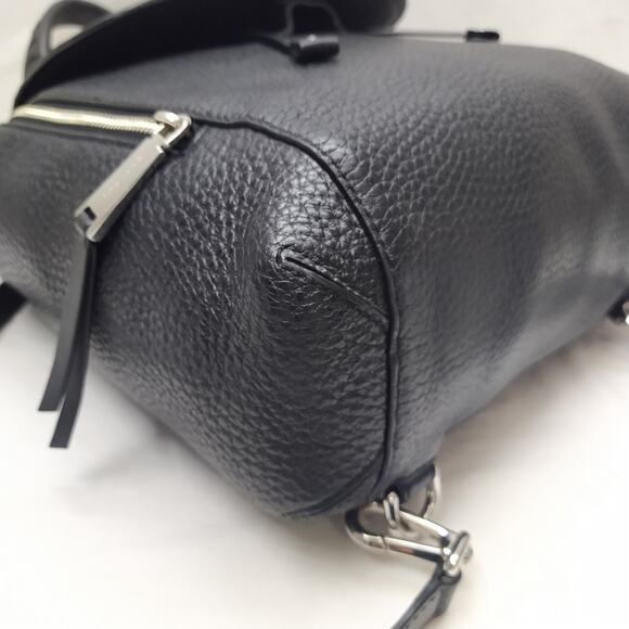Michael Kors Viv Black Pebbled Leather Top Handle Drawstring Zipper Backpack - Picture 16 of 16